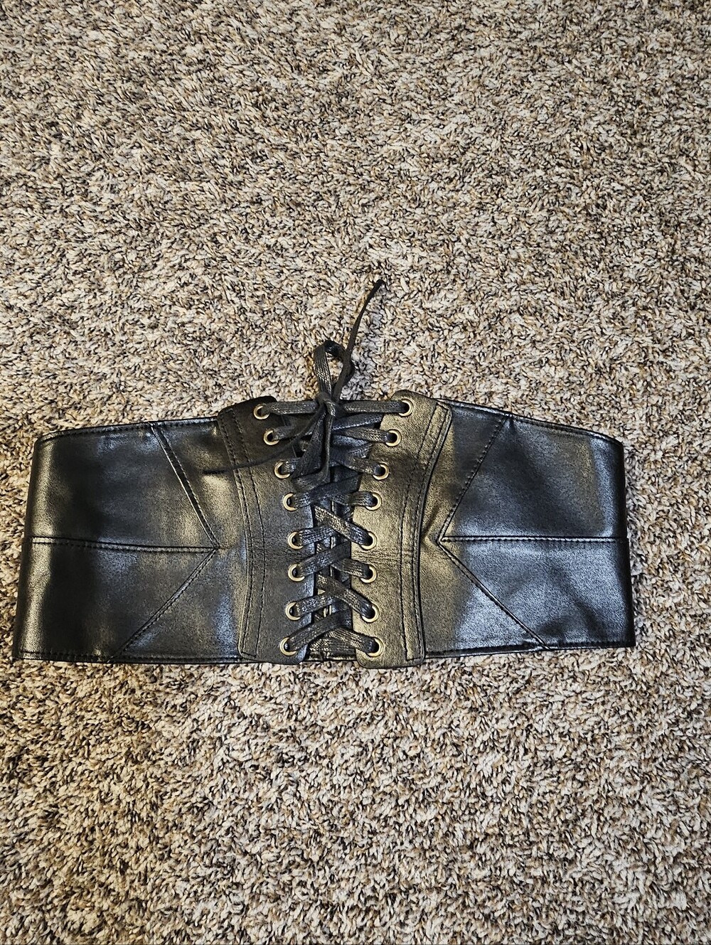 Black Faux Leather Lace-Up Waist Belt